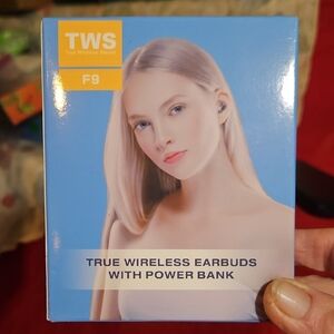 TWS F9 True Wireless Stereo Earbuds w/Power Bank - New Boxed